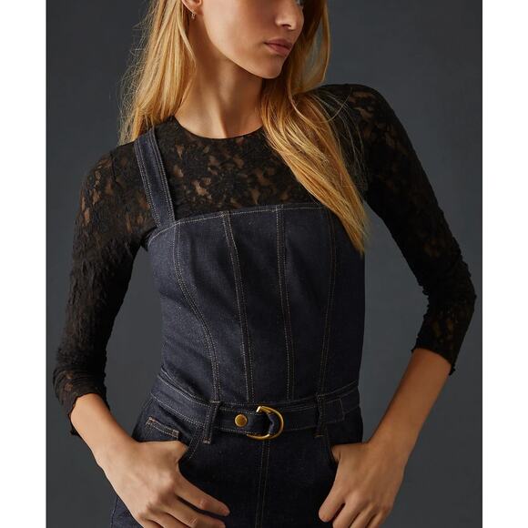 DL1961 Holloway Dark Wash Denim Flare Leg Jumpsuit 26 DL Performance - Picture 14 of 14